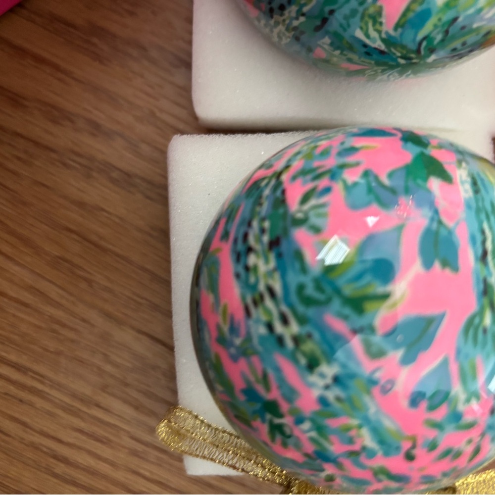 Lilly Pulitzer Pink and Green Ornament Set - Picture 6 of 9